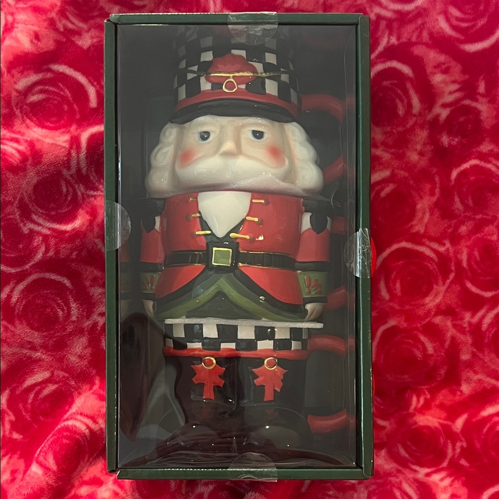 Mackenzie-Childs *inspired* courtly check Stacking Nutcracker Mug set